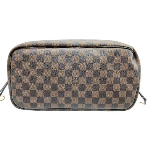 121 - A Louis Vuitton Neverfull Damier Ebene Bag. Coated canvas exterior with leather trim, gold-toned har... 