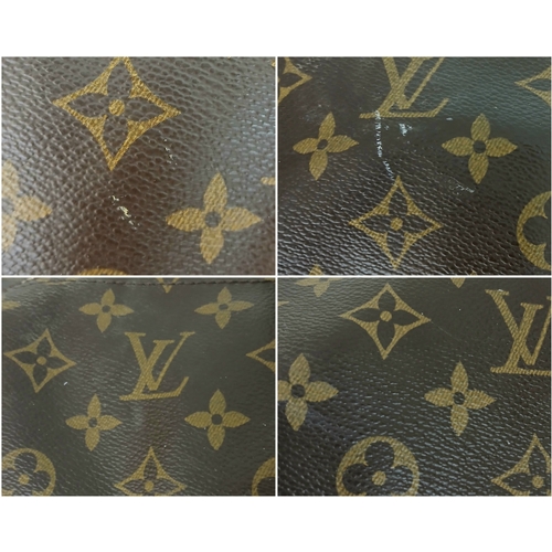 197 - A Brown Louis Vuitton Monogram Keepall 50 Travel Bag. Brown monogram coated canvas exterior with gol... 
