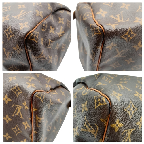 225 - A Brown Louis Vuitton Monogram Speedy 30 Bag. Brown monogram coated canvas exterior with gold-toned ... 