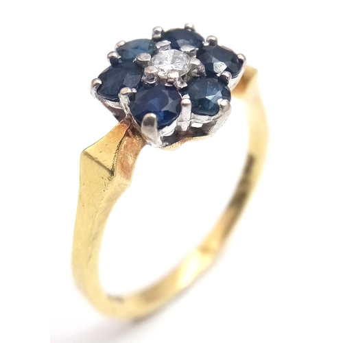 245 - Beautiful 18 CARAT GOLD,  SAPPHIRE and DIAMOND RING. Full UK hallmark. Attractive Wide Shoulder Sett... 