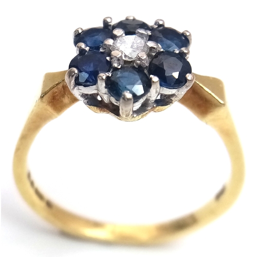 245 - Beautiful 18 CARAT GOLD,  SAPPHIRE and DIAMOND RING. Full UK hallmark. Attractive Wide Shoulder Sett... 