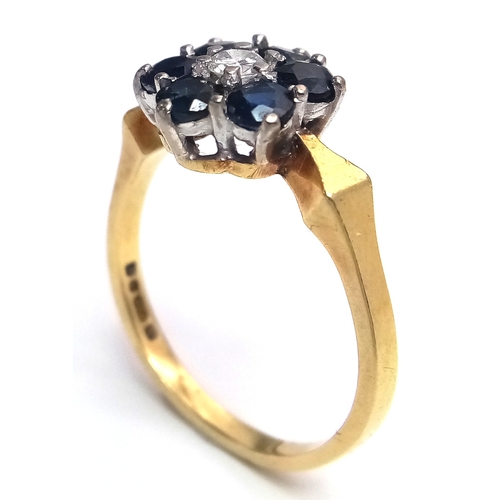 245 - Beautiful 18 CARAT GOLD,  SAPPHIRE and DIAMOND RING. Full UK hallmark. Attractive Wide Shoulder Sett... 