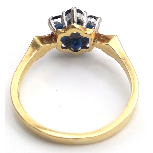 245 - Beautiful 18 CARAT GOLD,  SAPPHIRE and DIAMOND RING. Full UK hallmark. Attractive Wide Shoulder Sett... 