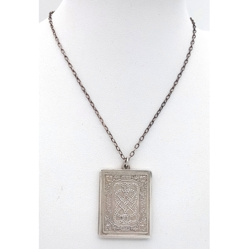 392 - Impressive SOLID SILVER ‘CELTIC’ STYLE PENDANT. Fully hallmarked and Mounted on a Vintage Silver Cha... 