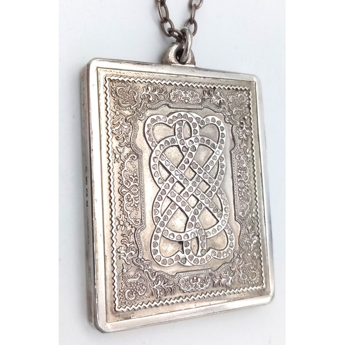 392 - Impressive SOLID SILVER ‘CELTIC’ STYLE PENDANT. Fully hallmarked and Mounted on a Vintage Silver Cha... 