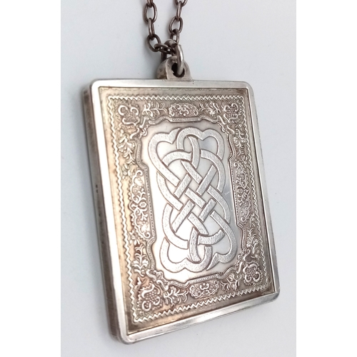 392 - Impressive SOLID SILVER ‘CELTIC’ STYLE PENDANT. Fully hallmarked and Mounted on a Vintage Silver Cha... 
