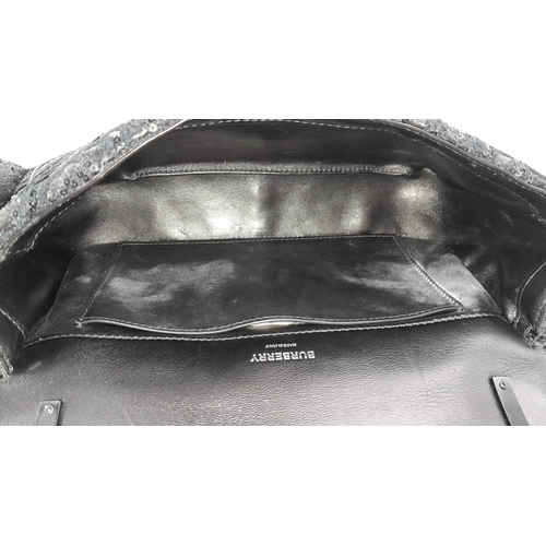142 - A Burberry Black Lola Sequin Shoulder Bag. Leather, embroidery and sequin exterior with black-toned ... 