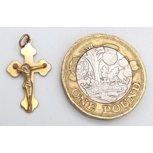 420 - Fully hallmarked 9 CARAT GOLD CRUCIFIX  CHARM/PENDANT. 0. 6 Grams.