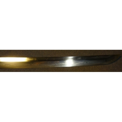456 - A WWII Japanese Sword with Silver Mon and Gold Coloured Tassel. PRICED TO SELL! A WWII Japanese Army... 