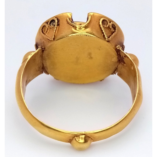 An Antique Indonesian, Possibly Afghanistan Gold Ring that Features a ...