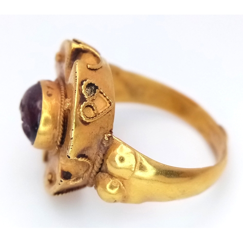 An Antique Indonesian, Possibly Afghanistan Gold Ring that Features a ...