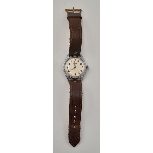 124 - WW2 German Africa Corps Helvetia Wrist Watch. Marked DI & H for issue to the Italian Army. Works wel... 