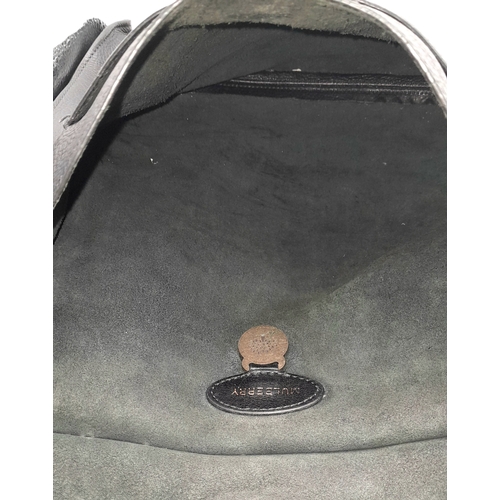 387 - A Mulberry Antony Black Leather Messenger Bag. Grained leather exterior with brass-toned hardware, a... 