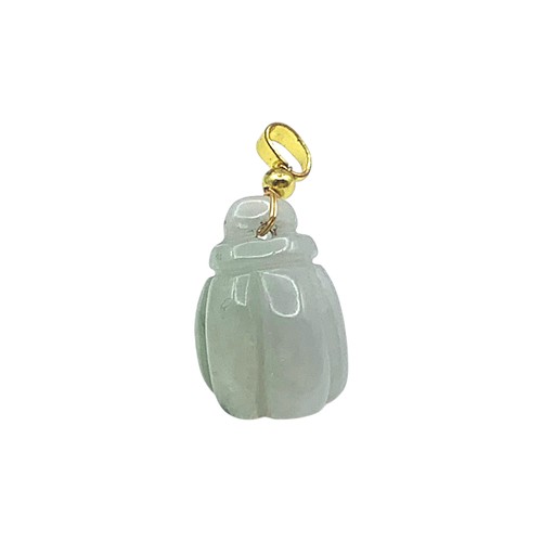 1181 - A Jade ‘Gourd’ Pendant. Pale green jade, carved in the form of a gourd, mounted with a yellow metal ... 