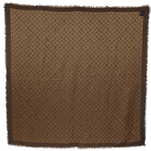 170 - A Louis Vuitton Monogram Shine Shawl in Two-Tone Brown. Approx 138cm x 138cm. Ref: 27366
