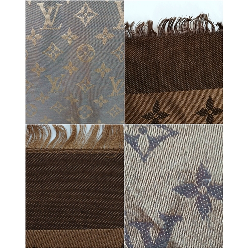 170 - A Louis Vuitton Monogram Shine Shawl in Two-Tone Brown. Approx 138cm x 138cm. Ref: 27366