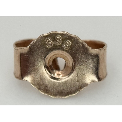 128 - A Pair of 14K Rose Gold Citrine and Diamond Stud Earrings - Both having a 2ct pear cut citrine with ... 