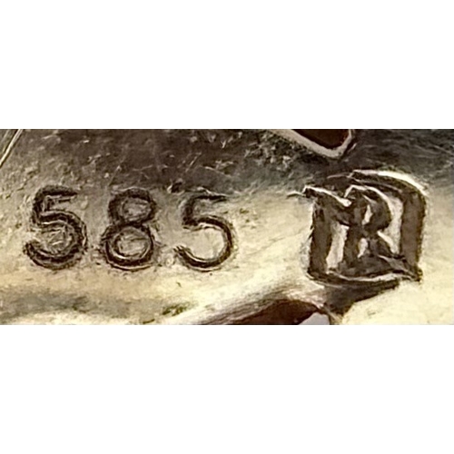 128 - A Pair of 14K Rose Gold Citrine and Diamond Stud Earrings - Both having a 2ct pear cut citrine with ... 