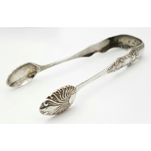 161 - A Magnificent Pair of Large Antique SCOTTISH SILVER TONGS. Beautiful Heavy Decoration to arms and Bo... 
