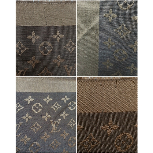 170 - A Louis Vuitton Monogram Shine Shawl in Two-Tone Brown. Approx 138cm x 138cm. Ref: 27366