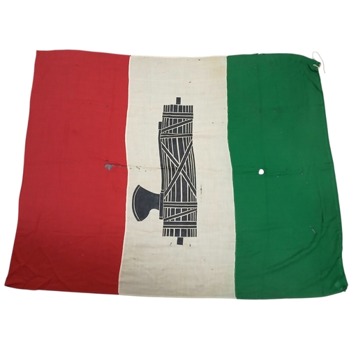 221 - WW2 Italian Fascists Flag 215cm x 150 cm. A Genuine period Italian flag that has been hand painted p... 