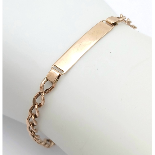 35 - Classic LADIES 9 CARAT GOLD CURB CHAIN ‘ID’ BRACELET. Blank Tablet.  3.6 Grams. Approx 20 cm . Full ... 