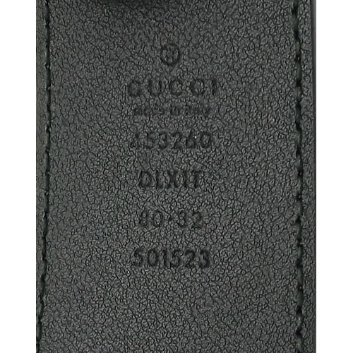 373 - A Gucci Black Leather Pearl Embellished Double G Buckle Belt. Size 80.32. Approx 94.5cm in length. T... 