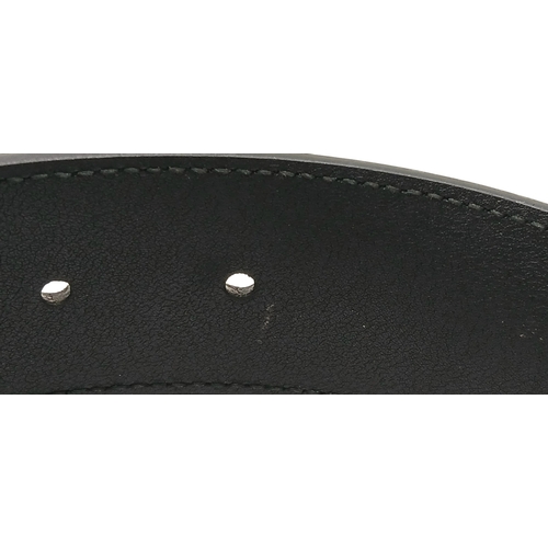 373 - A Gucci Black Leather Pearl Embellished Double G Buckle Belt. Size 80.32. Approx 94.5cm in length. T... 