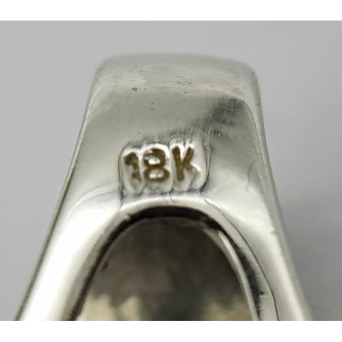 147 - Elegant 18 CARAT WHITE GOLD, ‘SAPPHIRE and DIAMOND’  PENDANT. 3.47 Grams. Approx 1.8 cm. Please see ... 