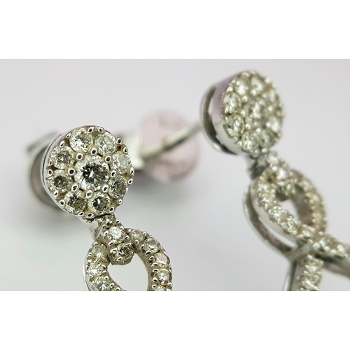 48 - A Pair Of 18K White Gold, Diamond Set, Ornate Drop Earrings. 4G. Sc 6056