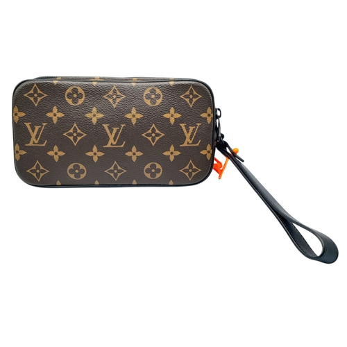 165 - A Brown Louis Vuitton Monogram Pochette with Chain Strap. Brown monogram coated canvas exterior with... 