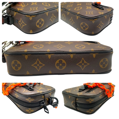 165 - A Brown Louis Vuitton Monogram Pochette with Chain Strap. Brown monogram coated canvas exterior with... 