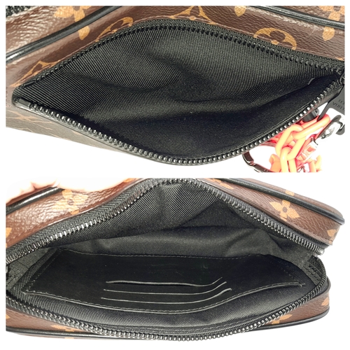 165 - A Brown Louis Vuitton Monogram Pochette with Chain Strap. Brown monogram coated canvas exterior with... 