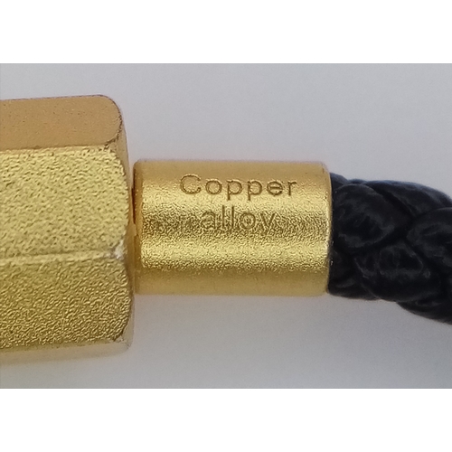 179 - A Lao Miao 24K Gold nugget charm Braided Bracelet. Black braided cord with 24K gold decorative barre... 