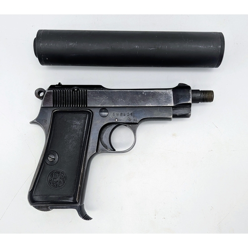 15 - A Deactivated Italian Beretta Pistol with Detachable Silencer. 7.65mm calibre. 4 inch barrel length.... 