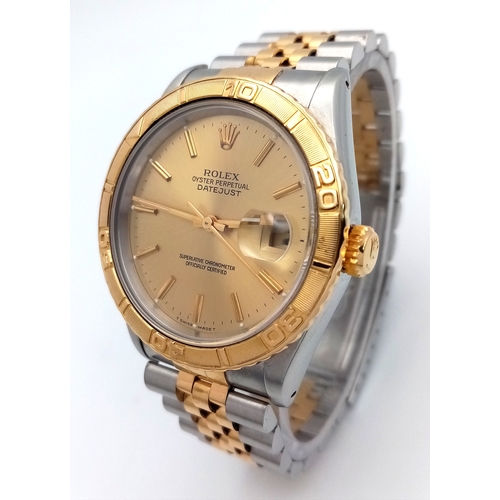 72 - A Highly Collectible Rolex Datejust Turn-O-Graph Automatic Gents Watch. Jubilee bi-metal bracelet an... 