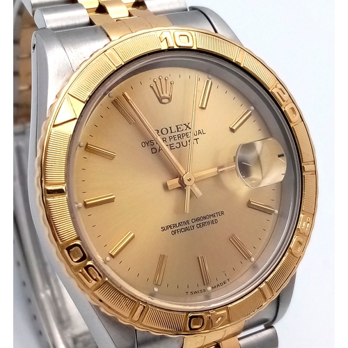 72 - A Highly Collectible Rolex Datejust Turn-O-Graph Automatic Gents Watch. Jubilee bi-metal bracelet an... 
