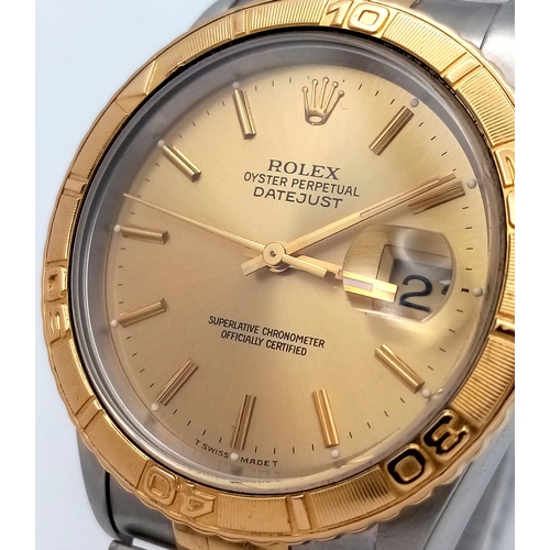 72 - A Highly Collectible Rolex Datejust Turn-O-Graph Automatic Gents Watch. Jubilee bi-metal bracelet an... 