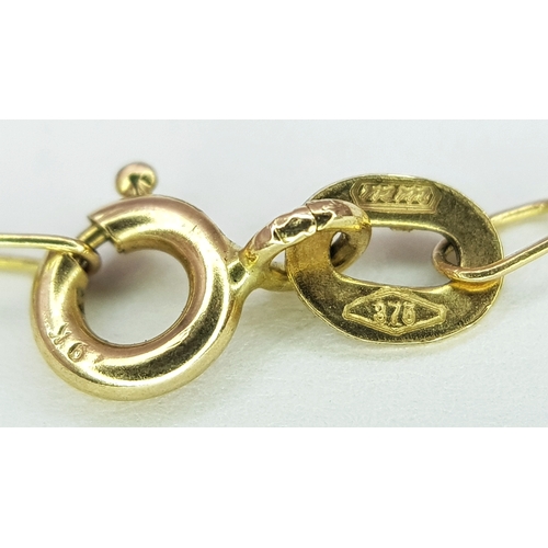 485 - A 9K Yellow Gold Disappearing Necklace. 40cm. 1.3g.