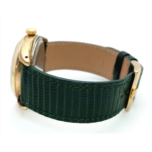 93 - A Vintage Rolex Air King Super Precision Automatic Gents Watch. Green textured leather strap. Stainl... 