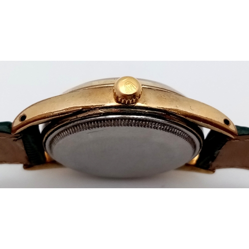 93 - A Vintage Rolex Air King Super Precision Automatic Gents Watch. Green textured leather strap. Stainl... 