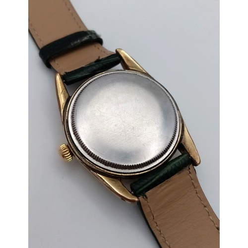 93 - A Vintage Rolex Air King Super Precision Automatic Gents Watch. Green textured leather strap. Stainl... 