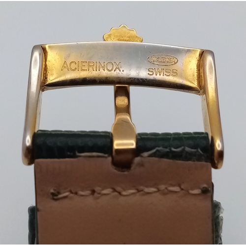 93 - A Vintage Rolex Air King Super Precision Automatic Gents Watch. Green textured leather strap. Stainl... 