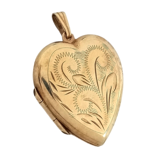 14 - Fully hallmarked vintage 9 CARAT GOLD ‘HEART SHAPED’  LOCKET pendant . Beautiful decoration to front... 