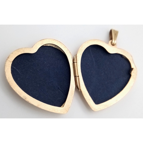 14 - Fully hallmarked vintage 9 CARAT GOLD ‘HEART SHAPED’  LOCKET pendant . Beautiful decoration to front... 