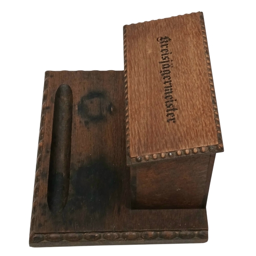 486 - 3rd Reich Hunting Association Kreisjaegermeister's Document, & Pen Box. A Kreisjaegermeister is an e... 