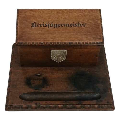 486 - 3rd Reich Hunting Association Kreisjaegermeister's Document, & Pen Box. A Kreisjaegermeister is an e... 