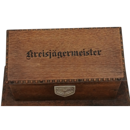 486 - 3rd Reich Hunting Association Kreisjaegermeister's Document, & Pen Box. A Kreisjaegermeister is an e... 