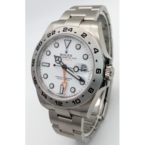 10 - A Stunning Rolex Explorer II Automatic Gents Watch. Model 216570. Stainless steel bracelet and case ... 