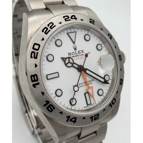 10 - A Stunning Rolex Explorer II Automatic Gents Watch. Model 216570. Stainless steel bracelet and case ... 